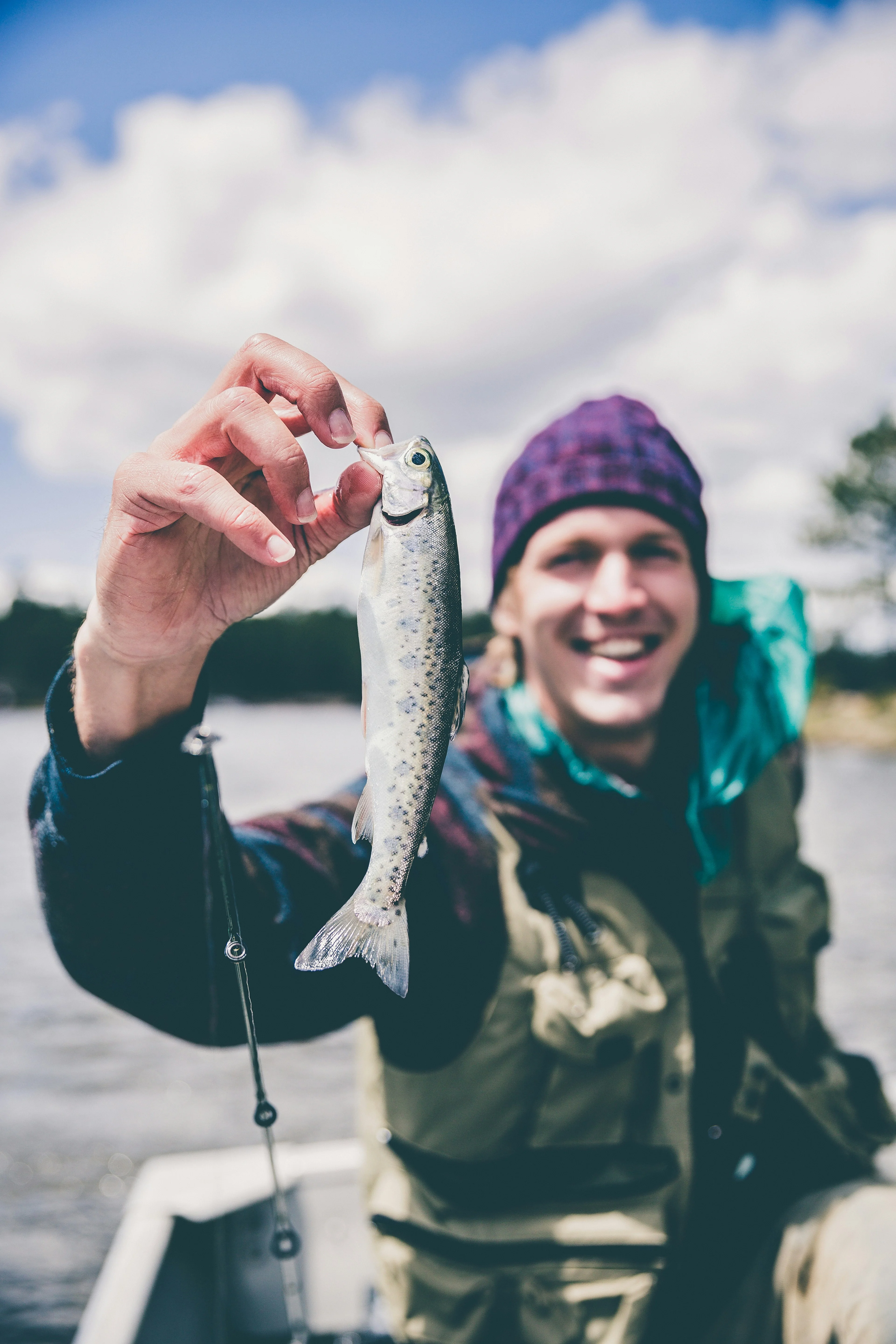 happy person fishing