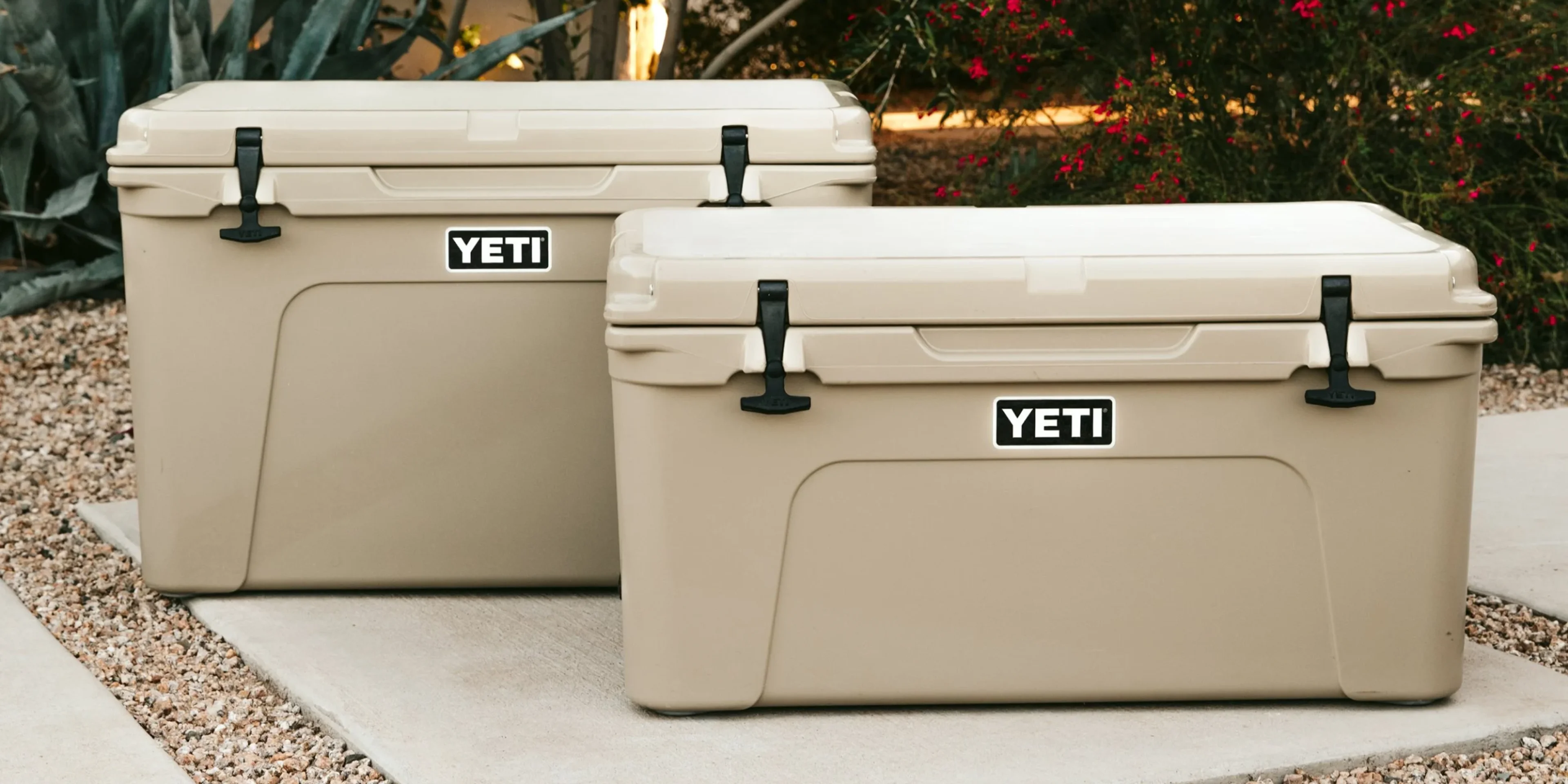 two coolers outside