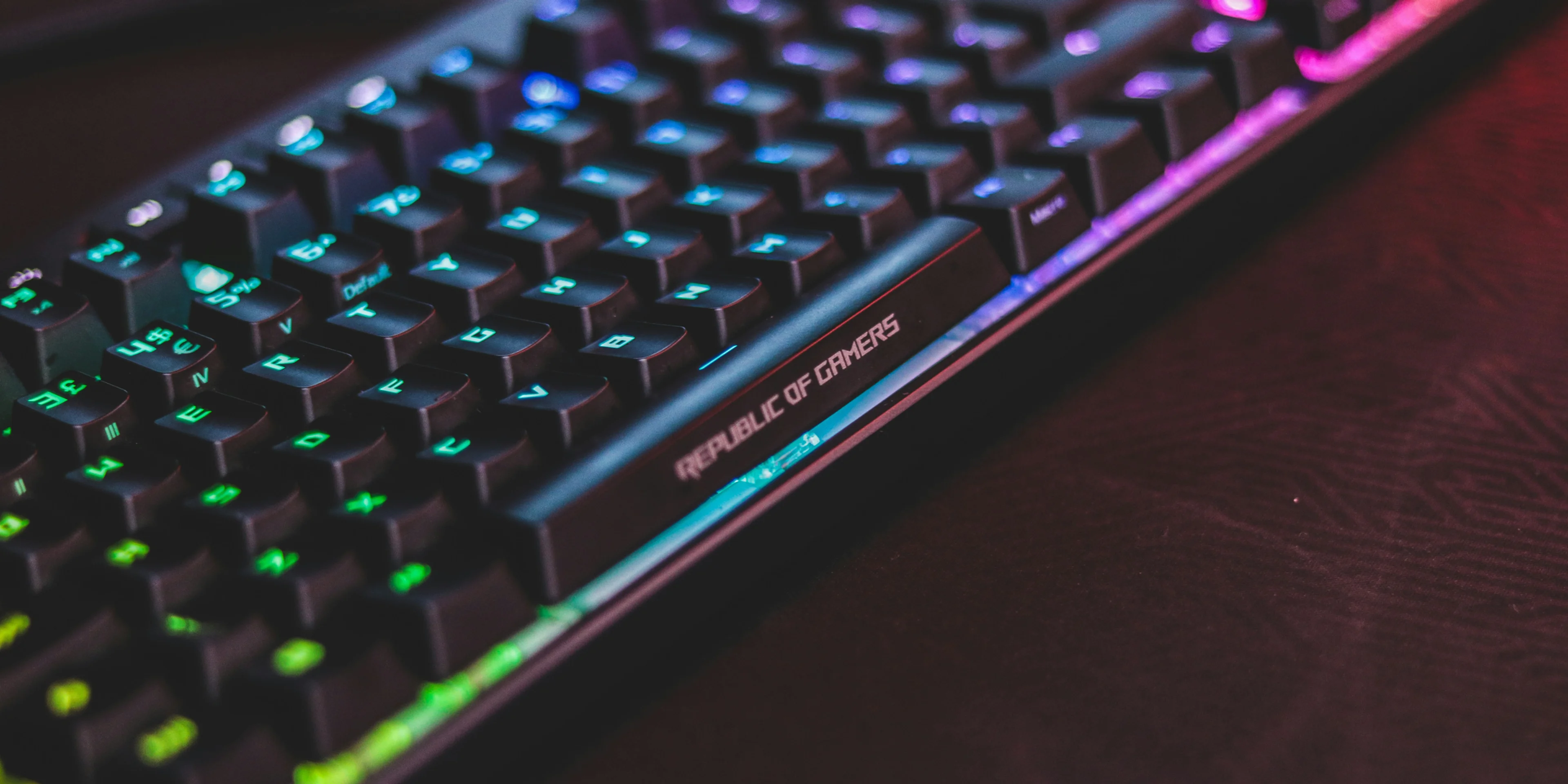 black computer mechanical keyboard with LED.