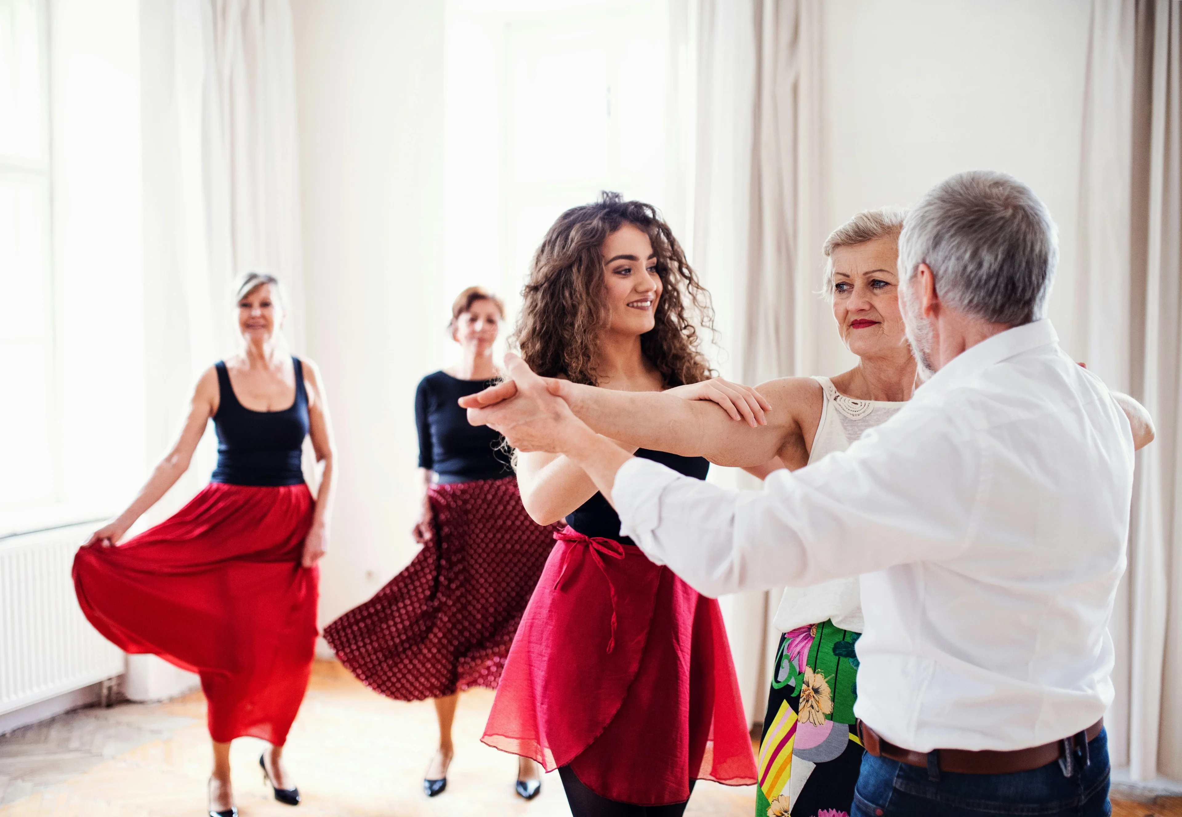 Happy dancer practicing