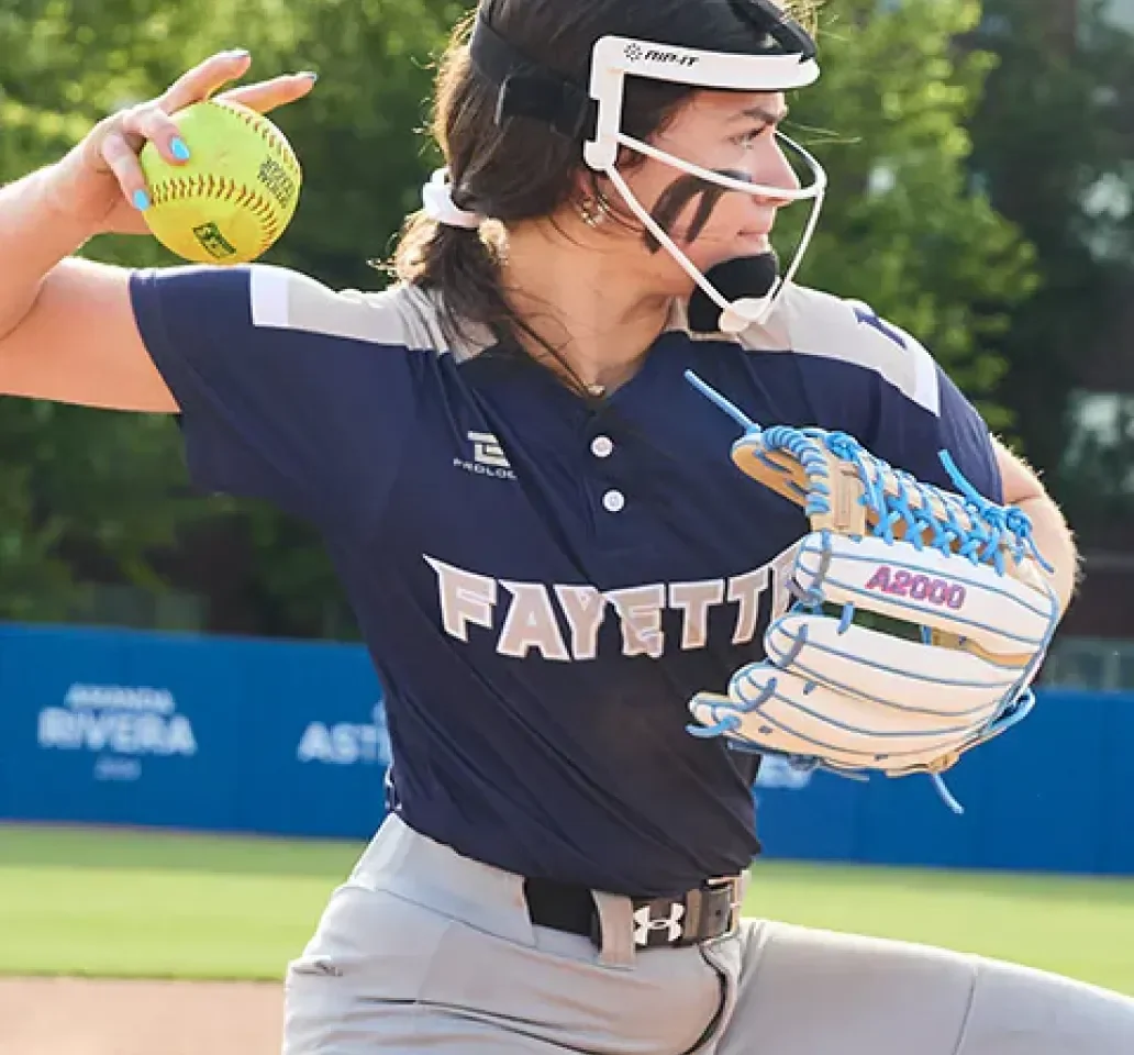 Softball imagery featuring Rawlings Fastpitch softball