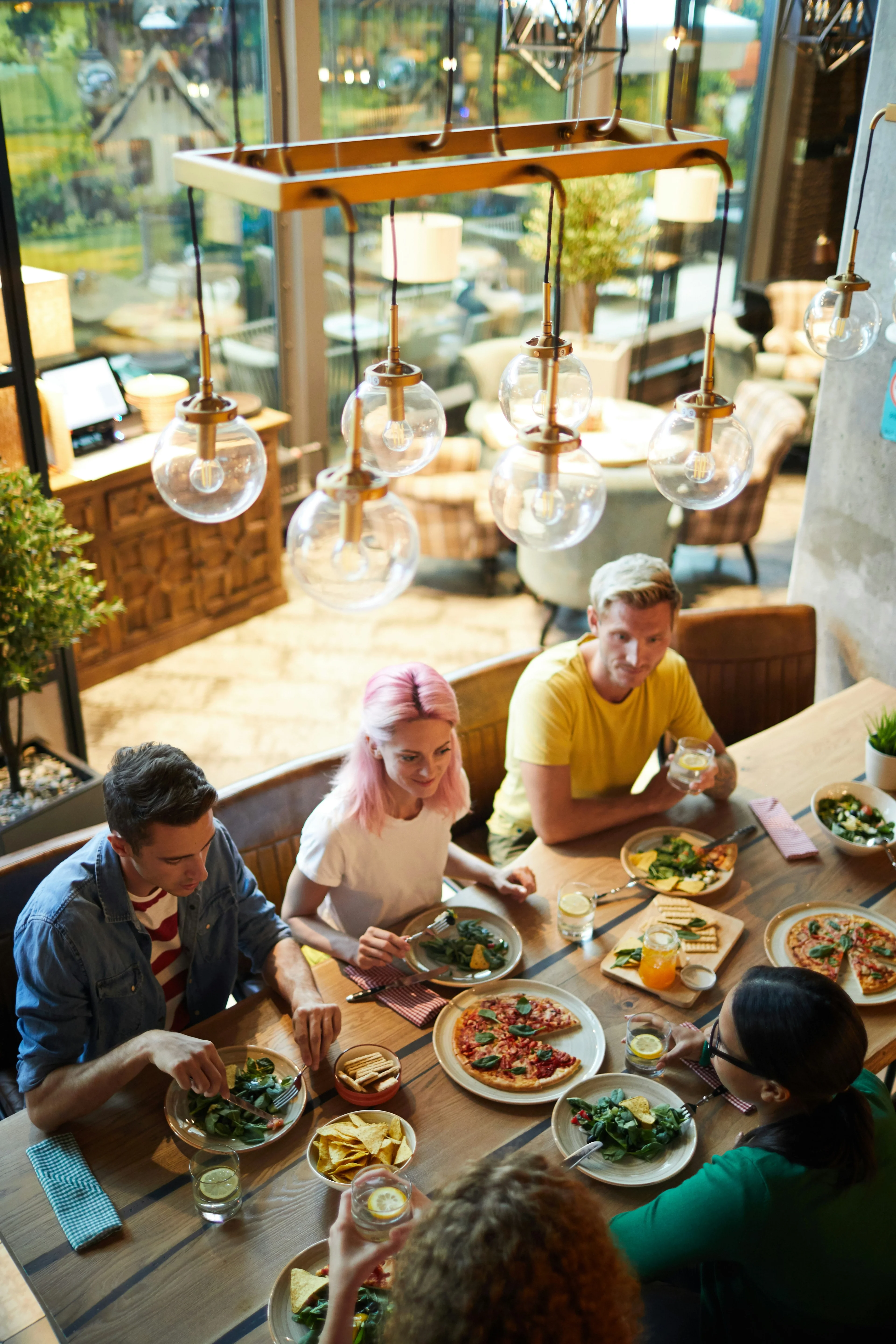 people eating at a restaurant