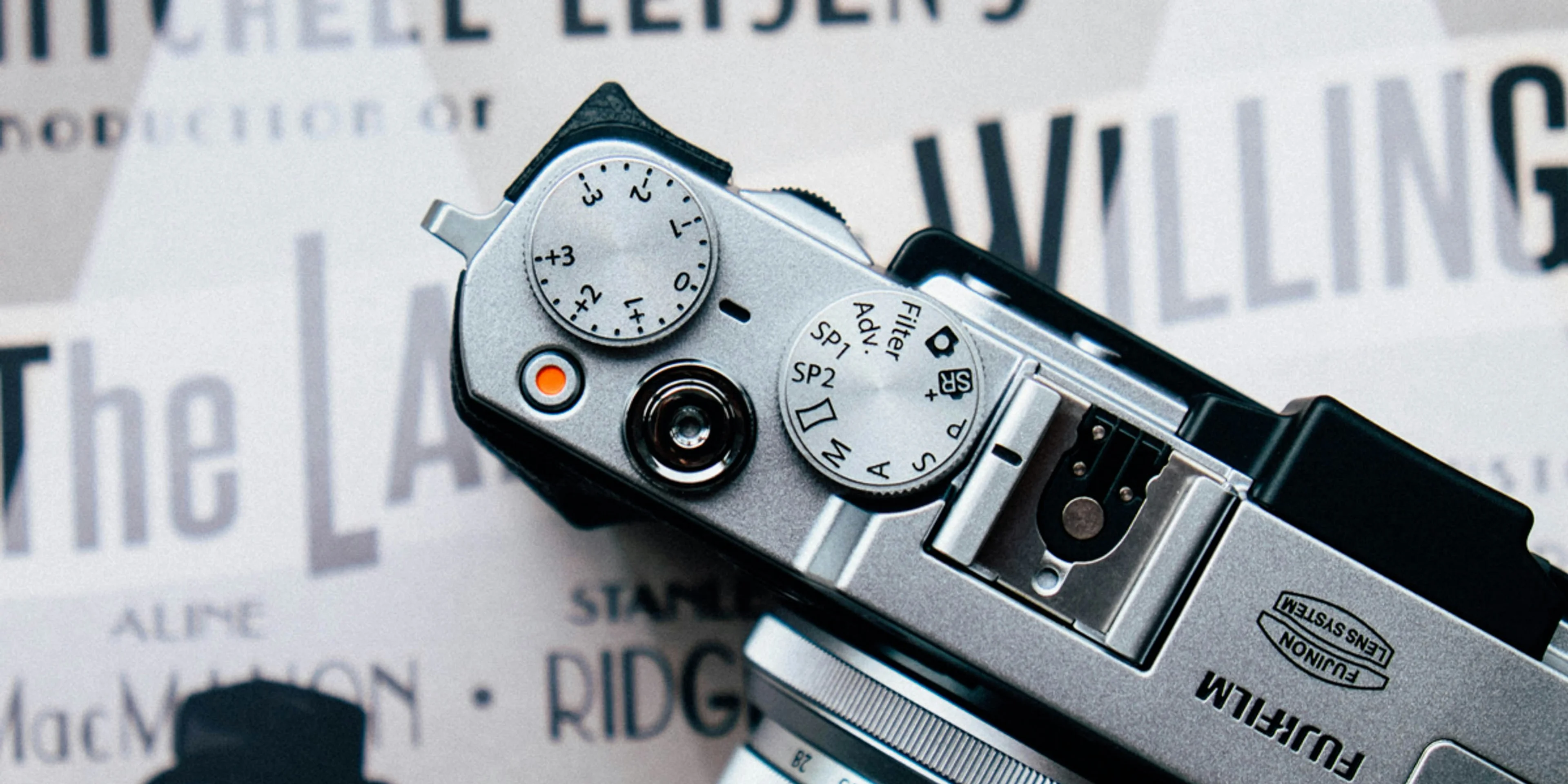 gray Fujifilm SLR camera.