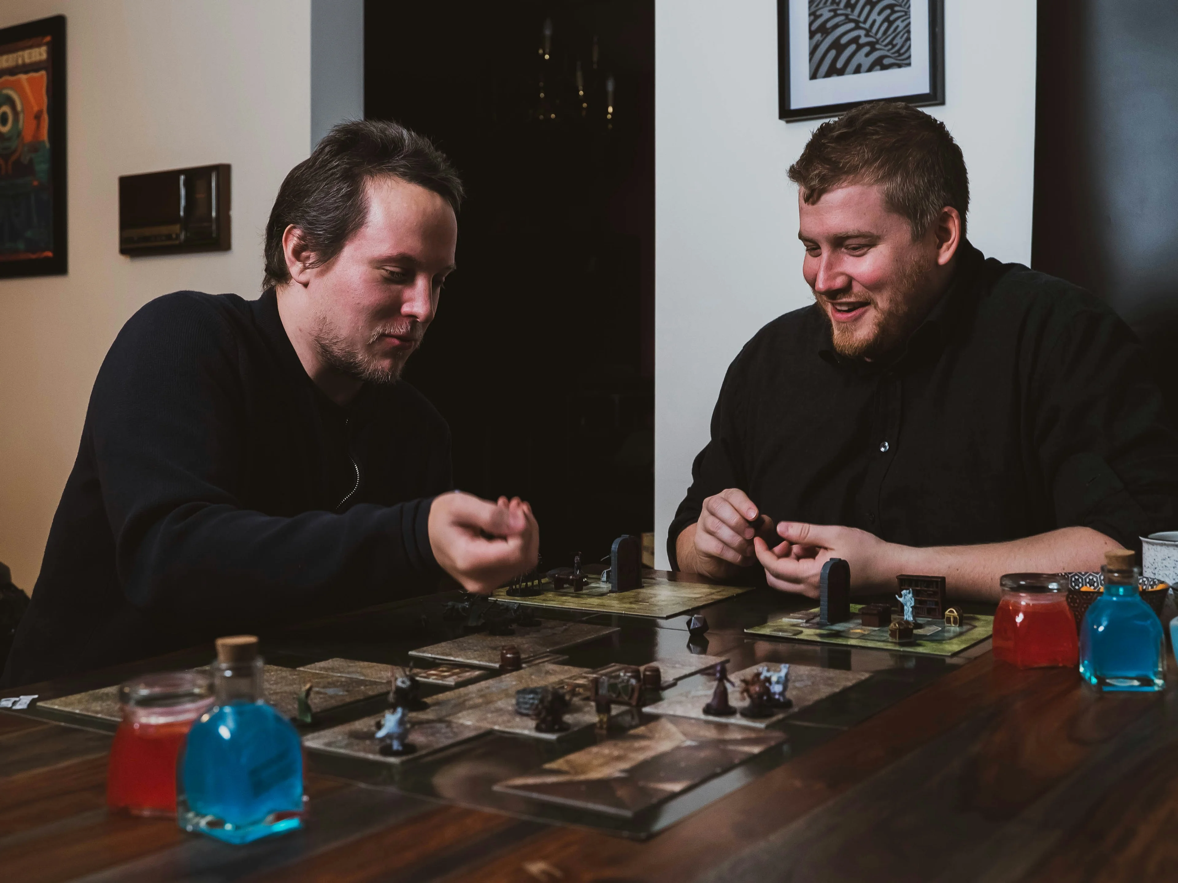 Happy friends at game night