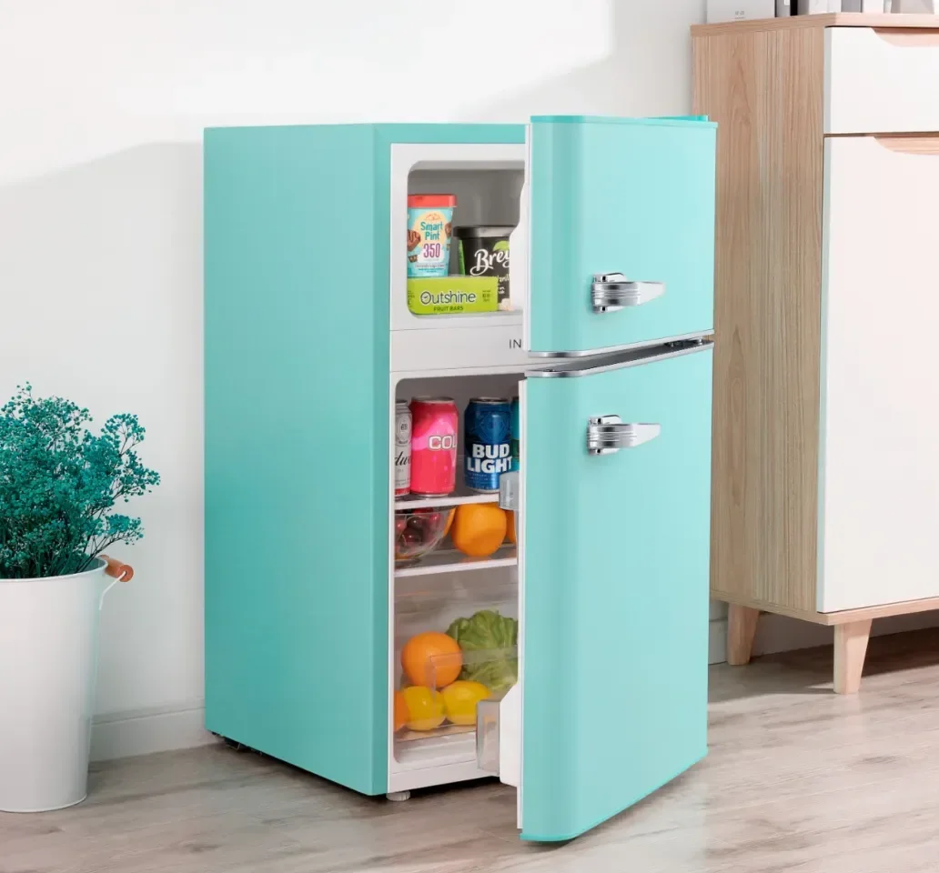 College imagery featuring Insignia Retro Mini Fridge
