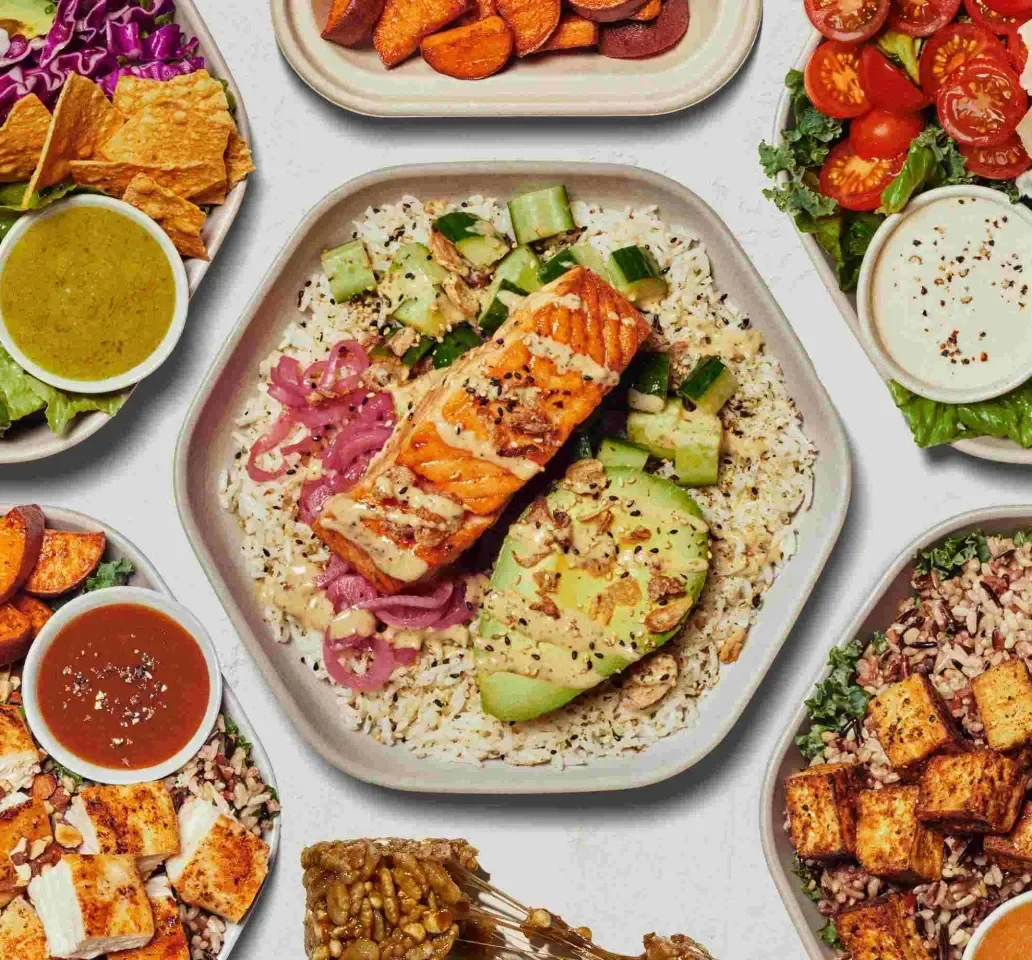 Lunch imagery featuring Miso Glazed Salmon