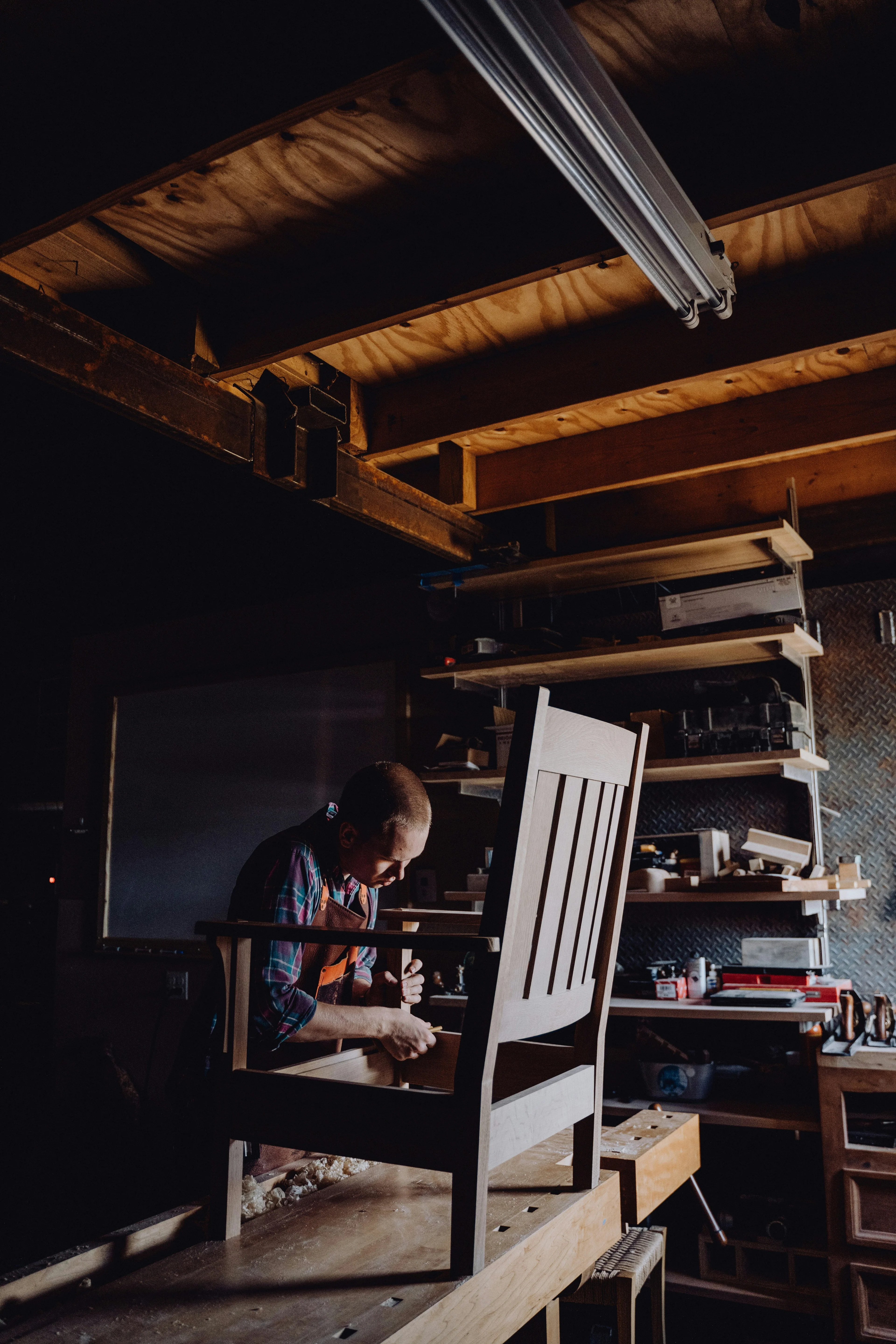 Woodworking tools on a bench