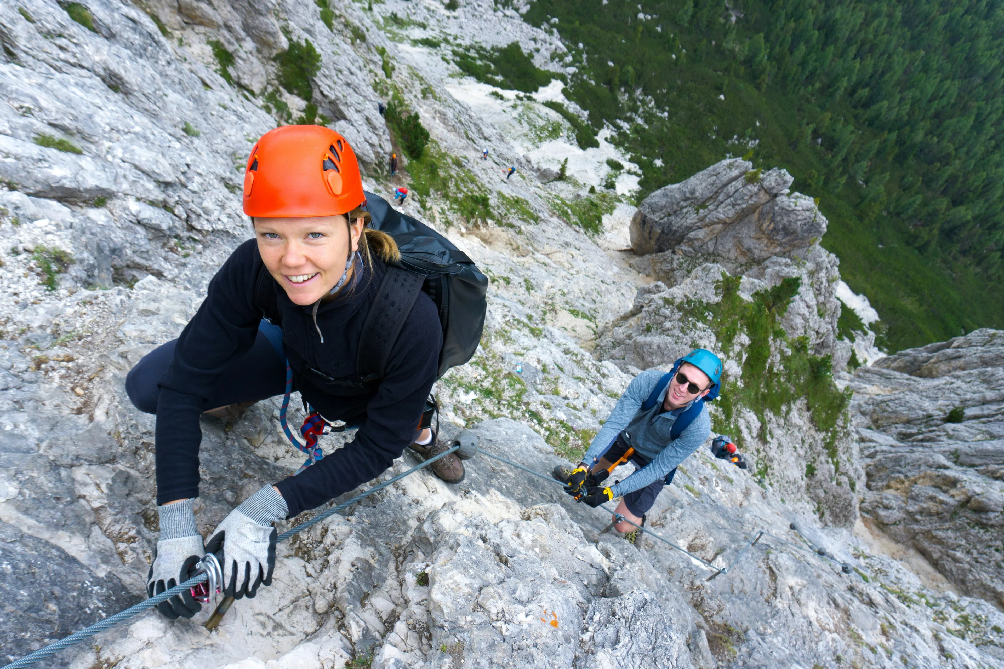 people happily climbing
