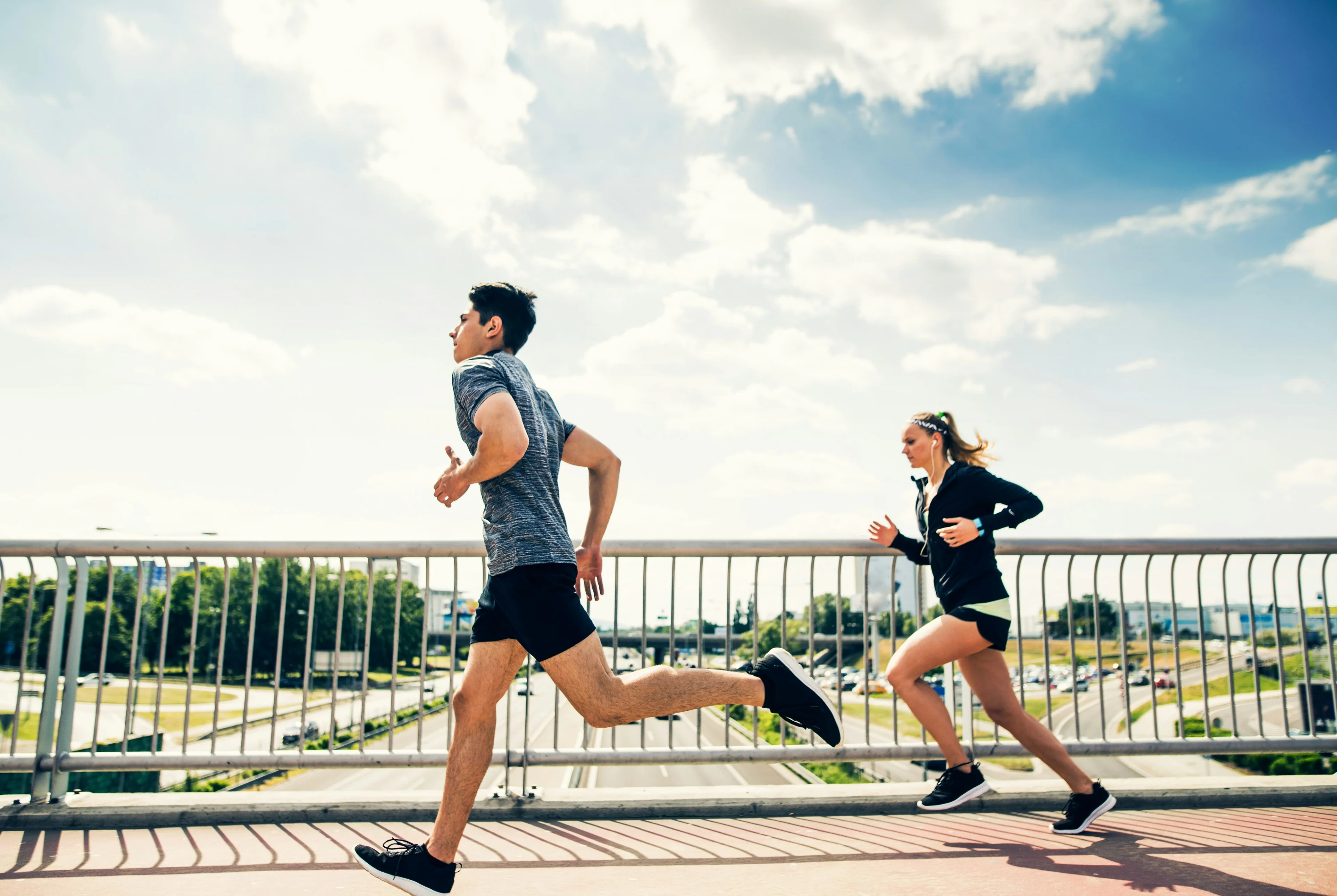 Runners on road
