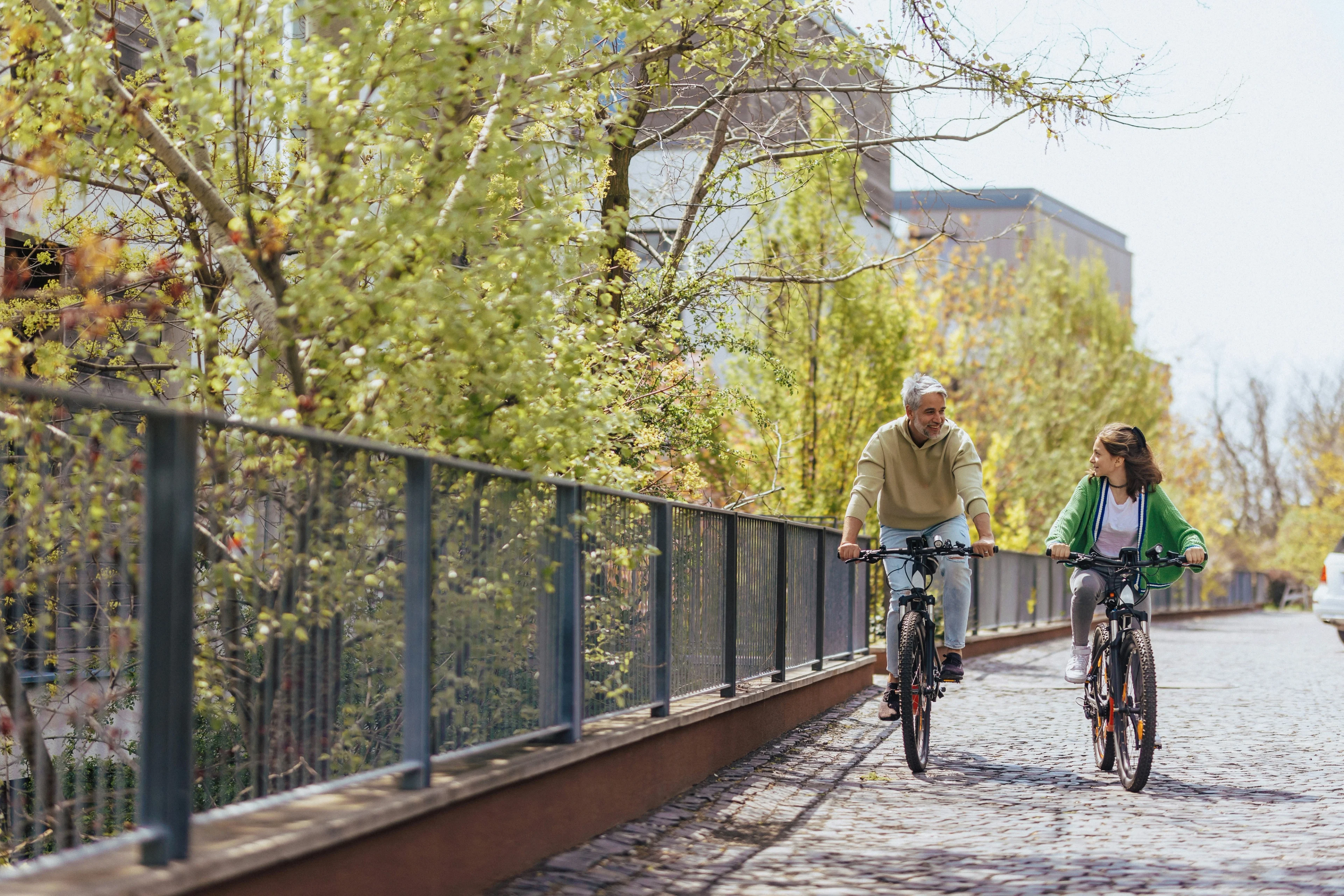 Happy cyclist outdoors