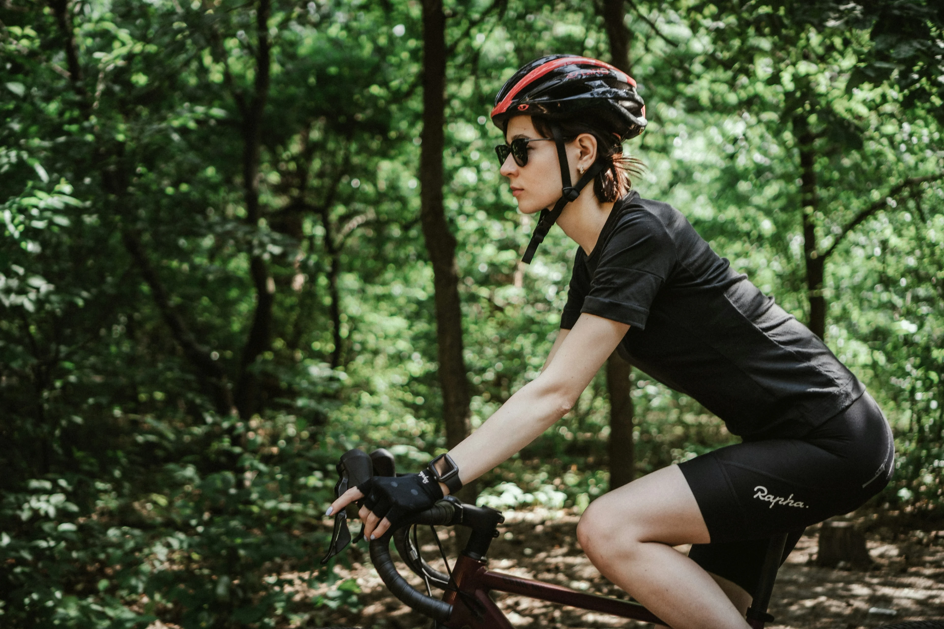 Happy cyclist outdoors