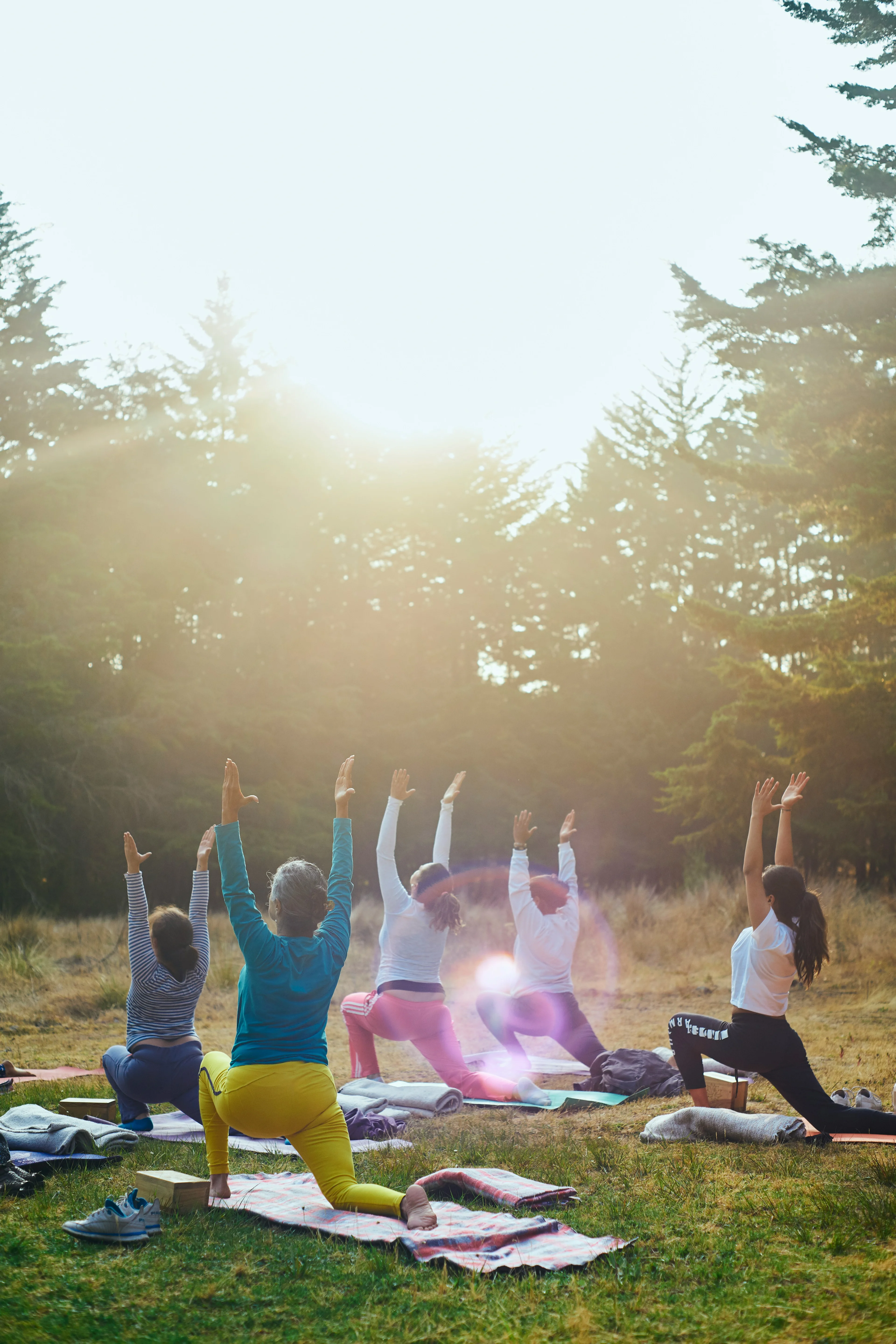 Yoga class outdoors