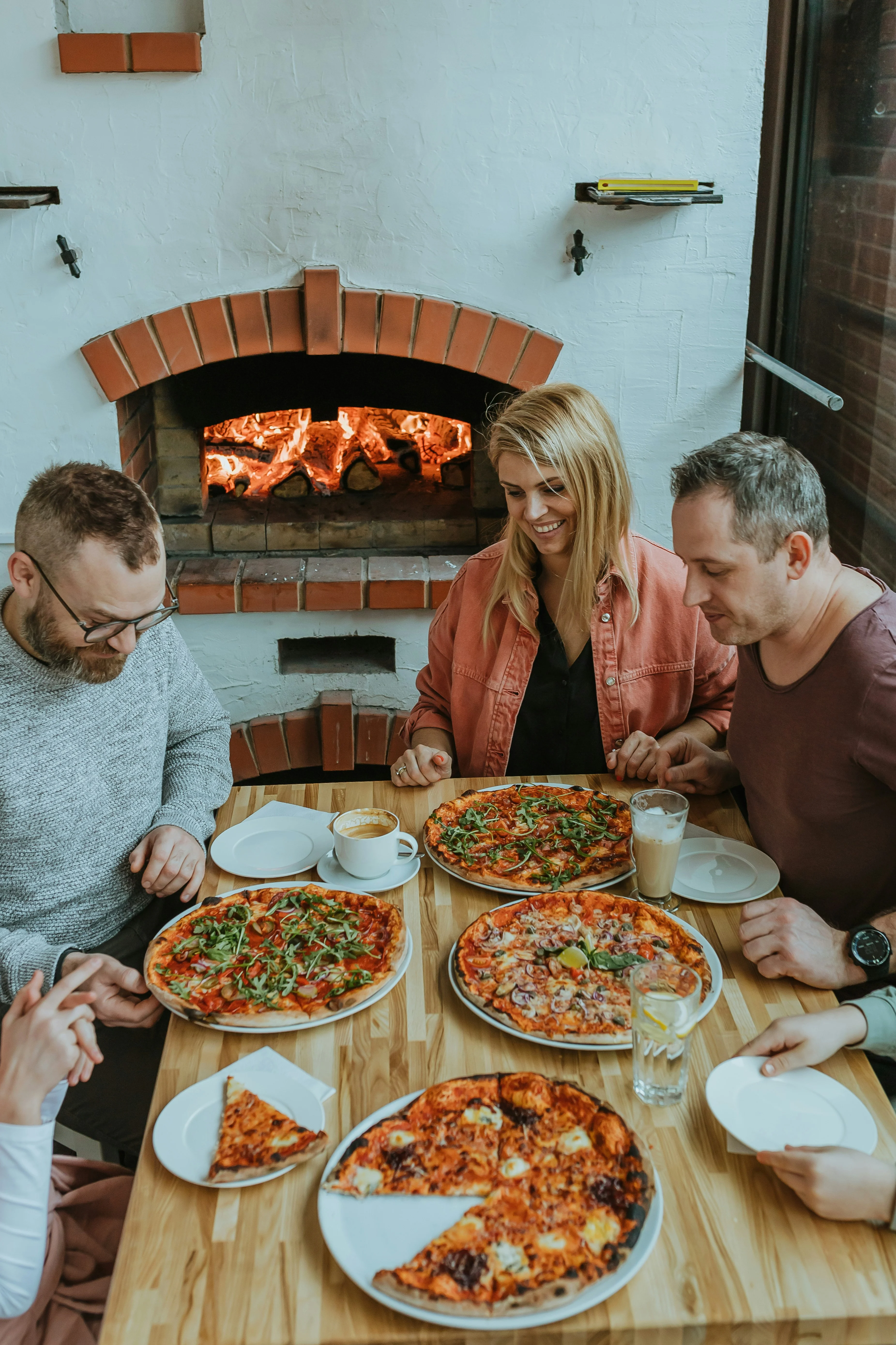 people eating pizza