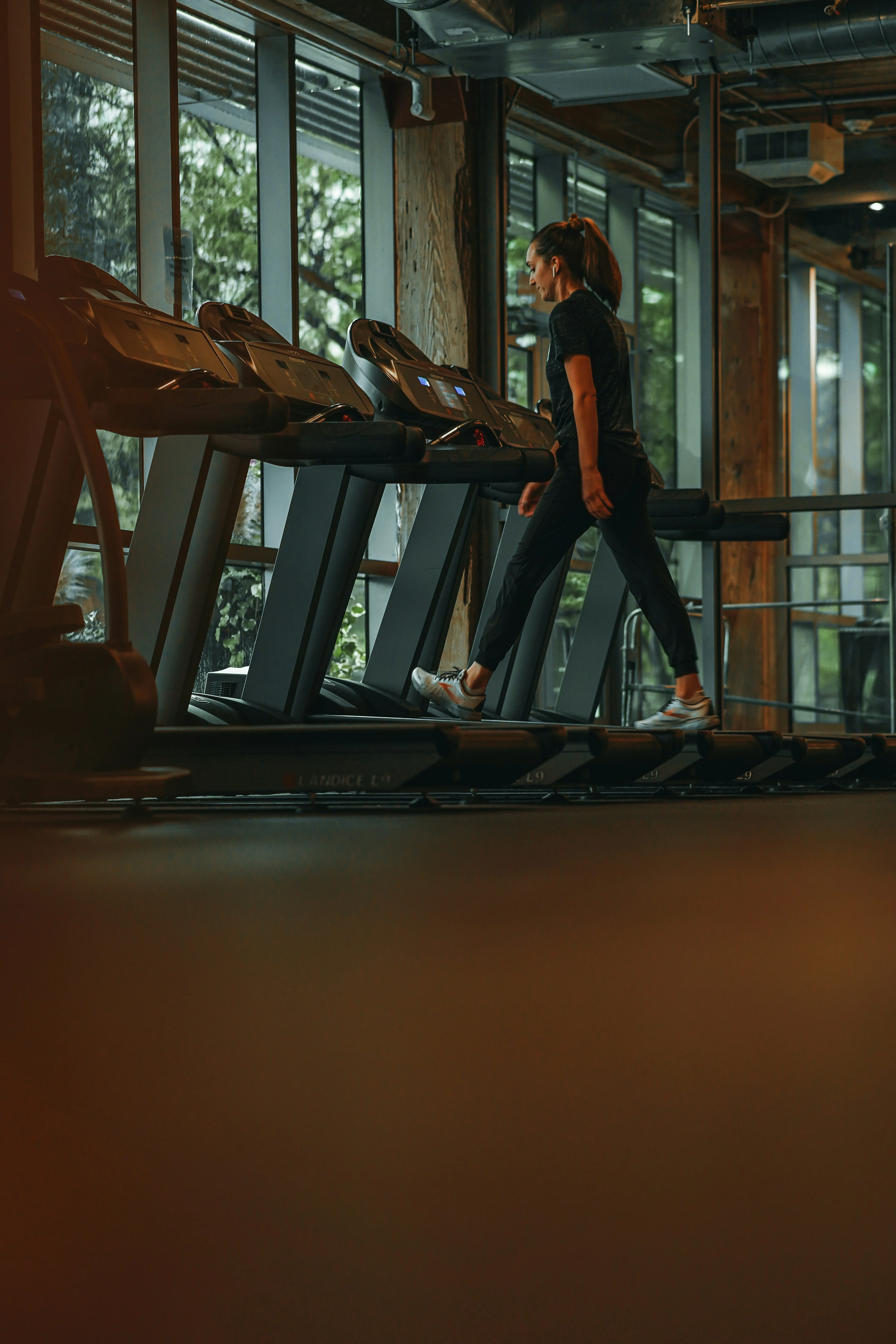 person walking on treadmill
