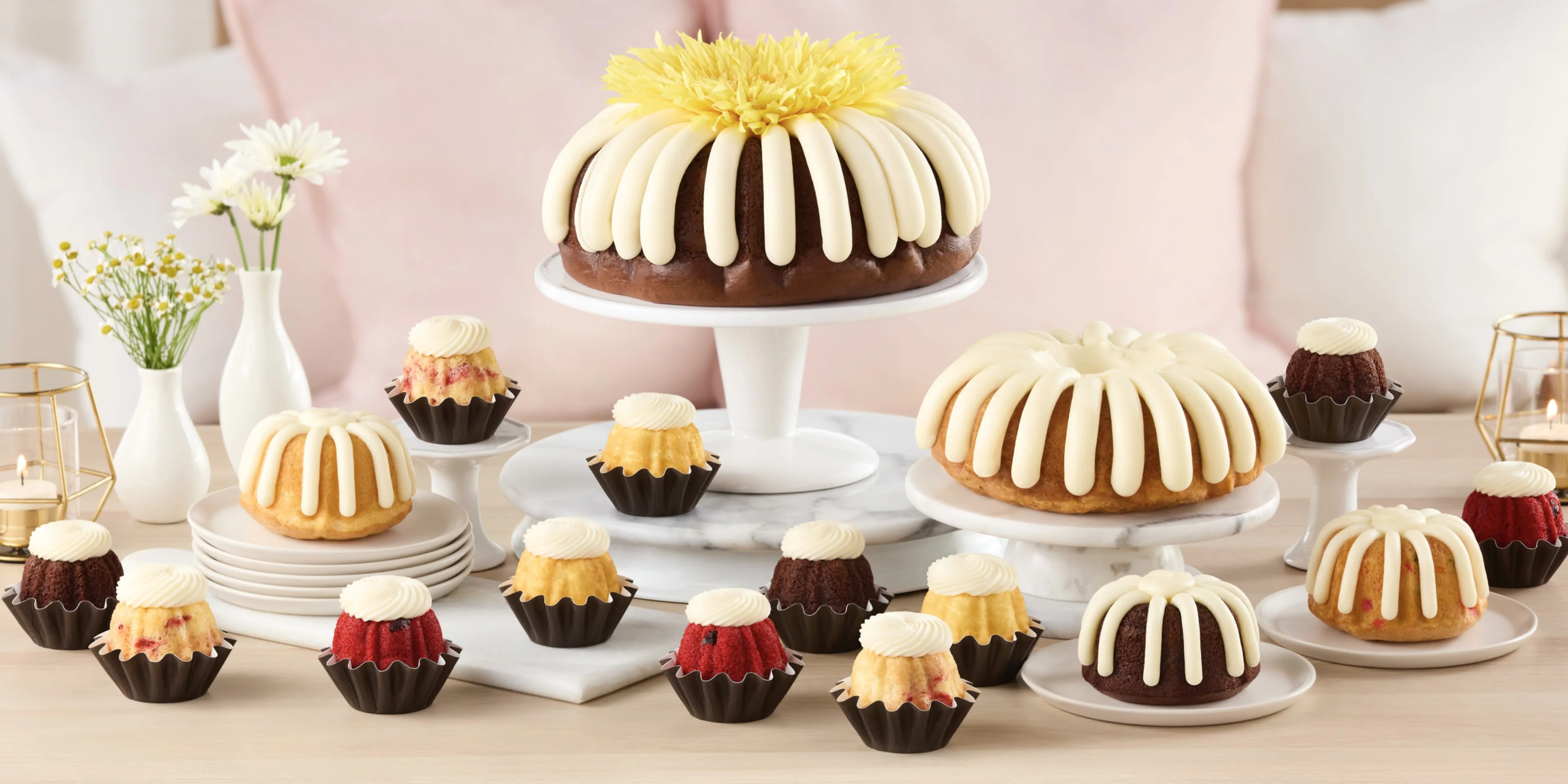 cakes on platters