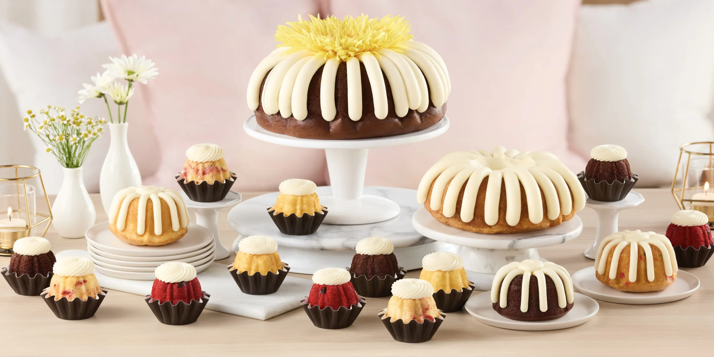cakes on platters