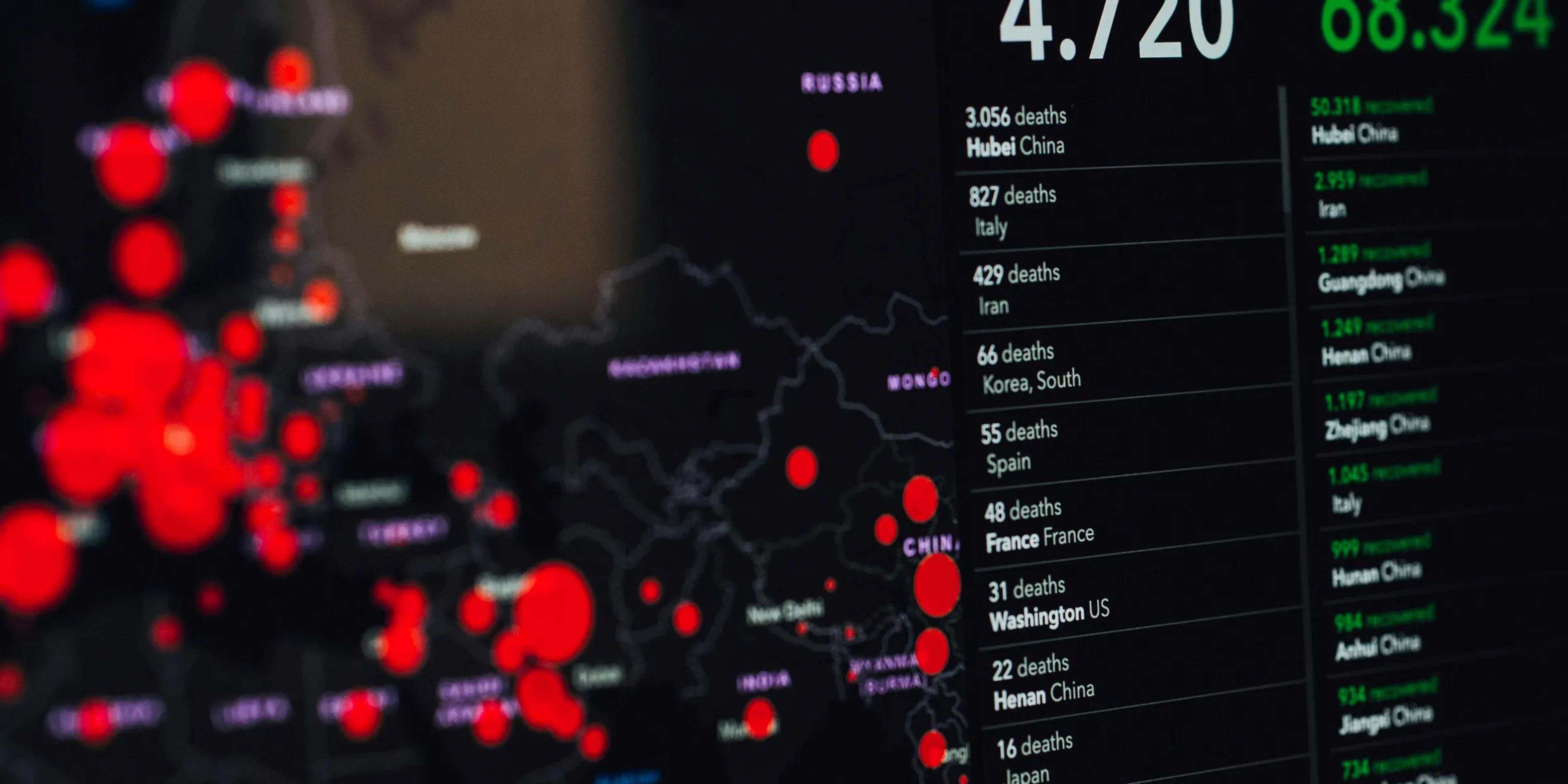 Coronavirus disease outbreak dashboard showing deathtoll