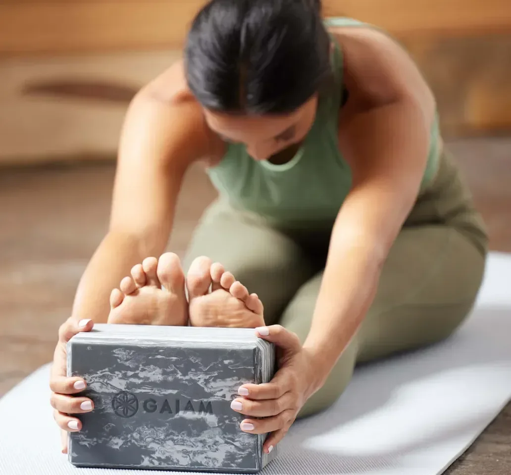 Yoga imagery featuring Marbled Yoga Block