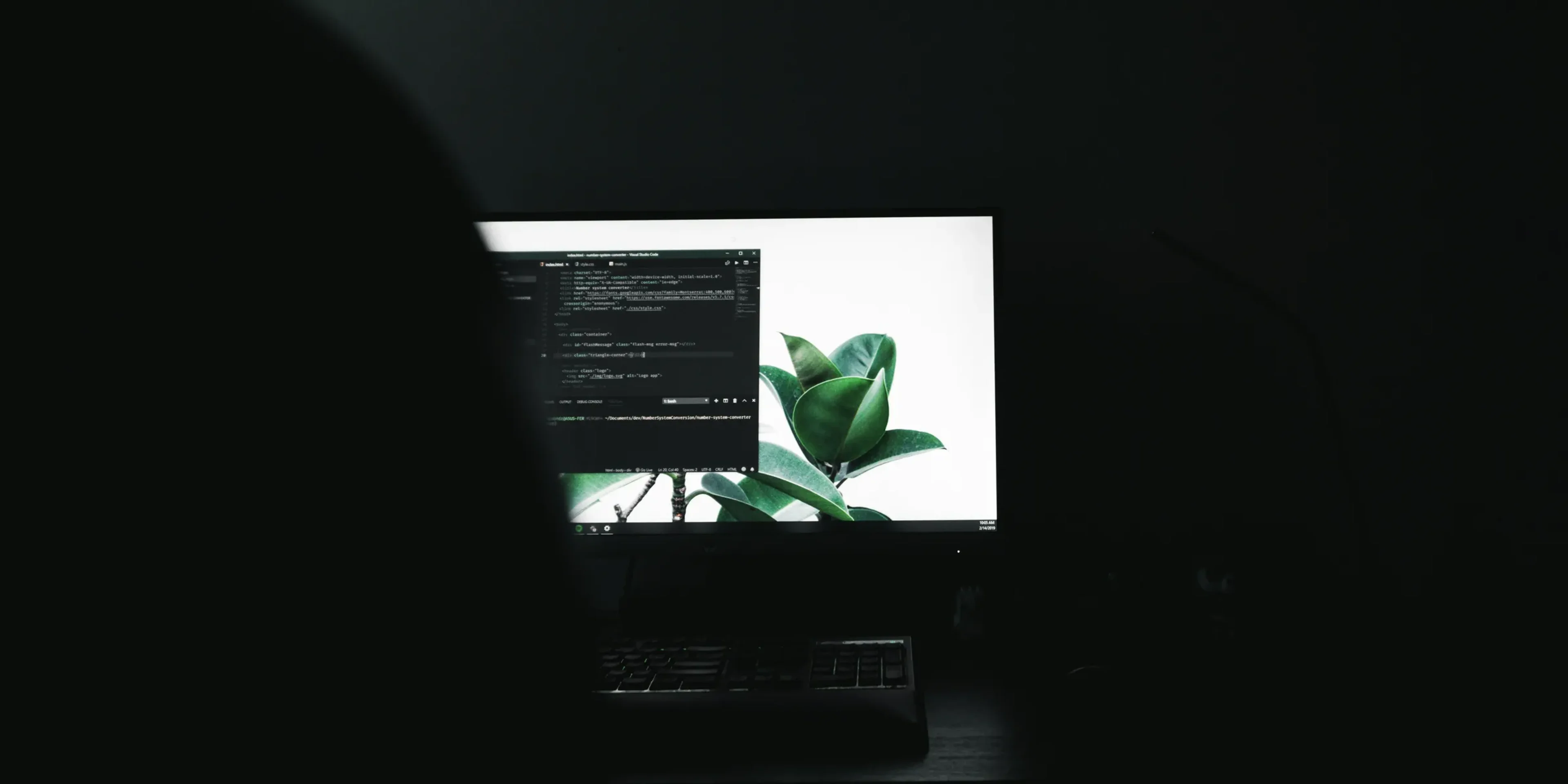 flat screen monitor turned-on