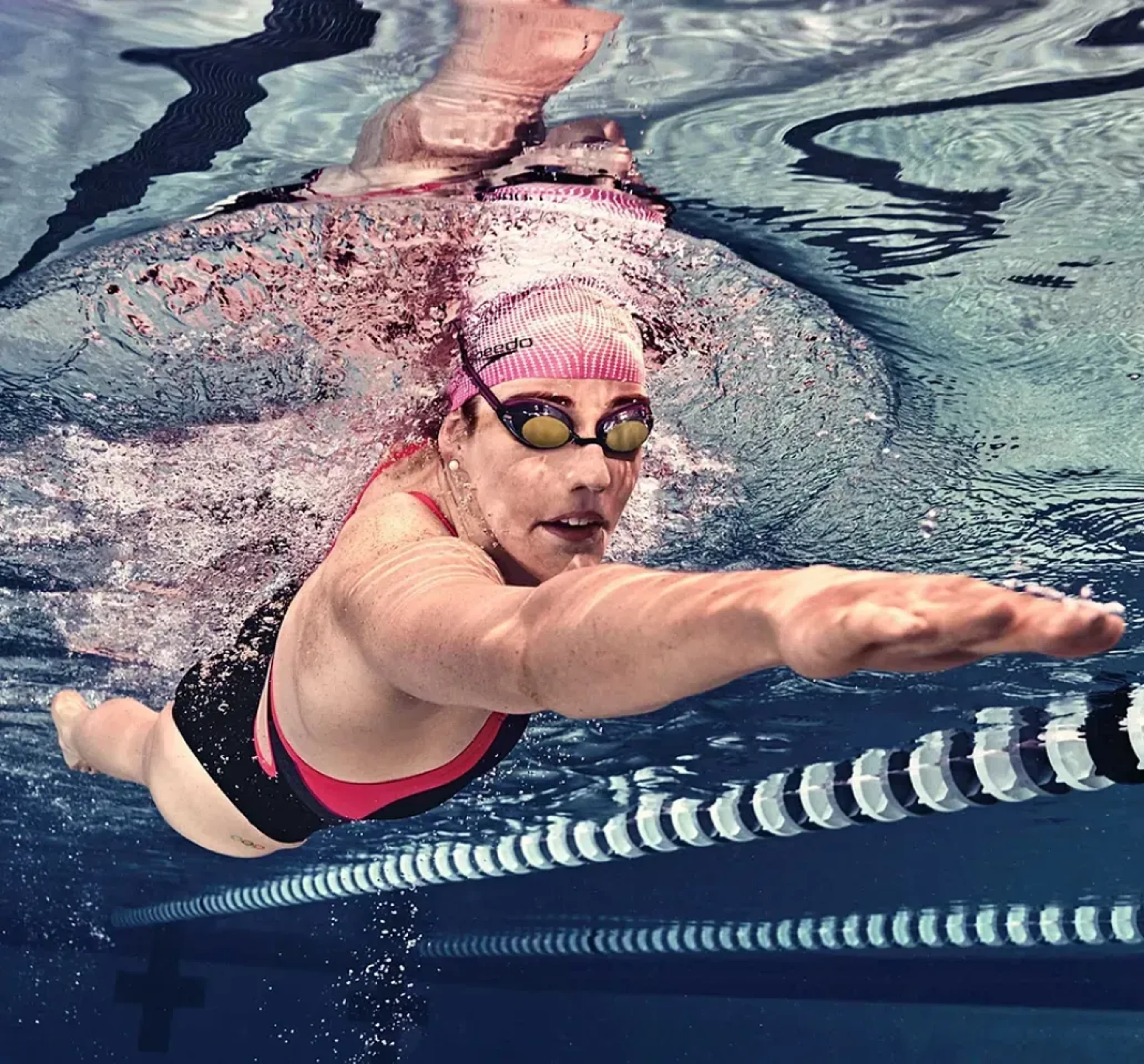 Swimming imagery featuring Sporti Antifog Mirrored Goggles