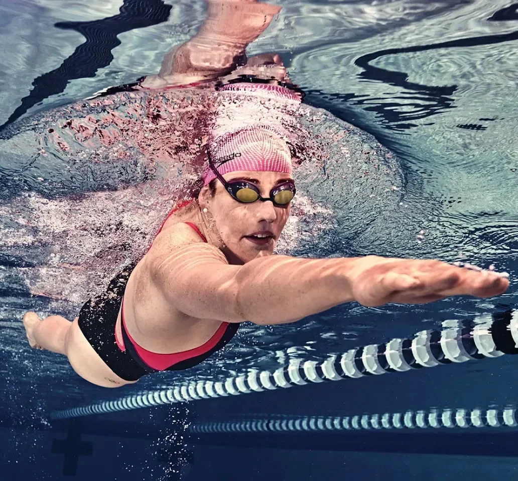 Swimming imagery featuring Sporti Antifog Mirrored Goggles