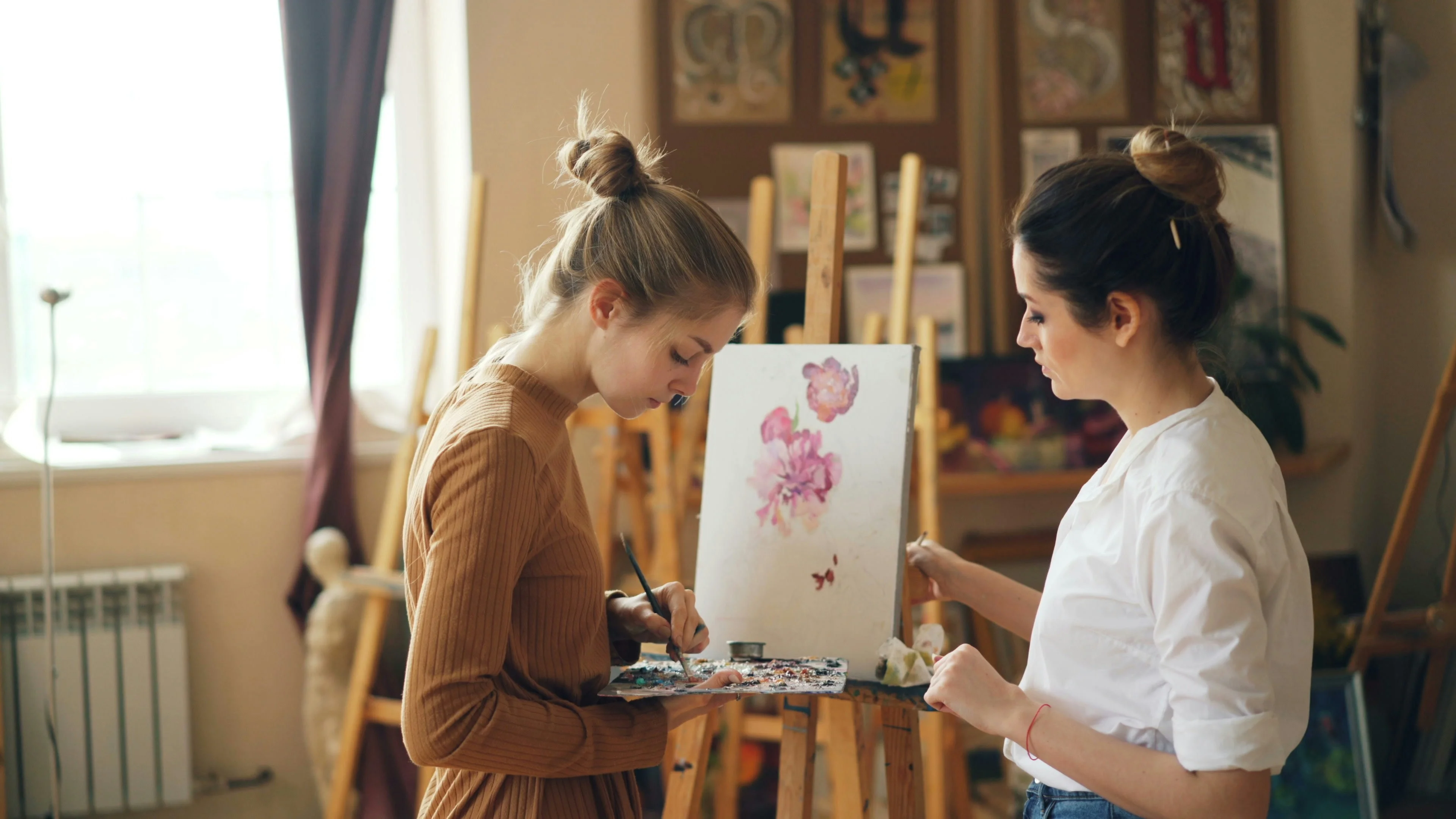 Brushes and paint