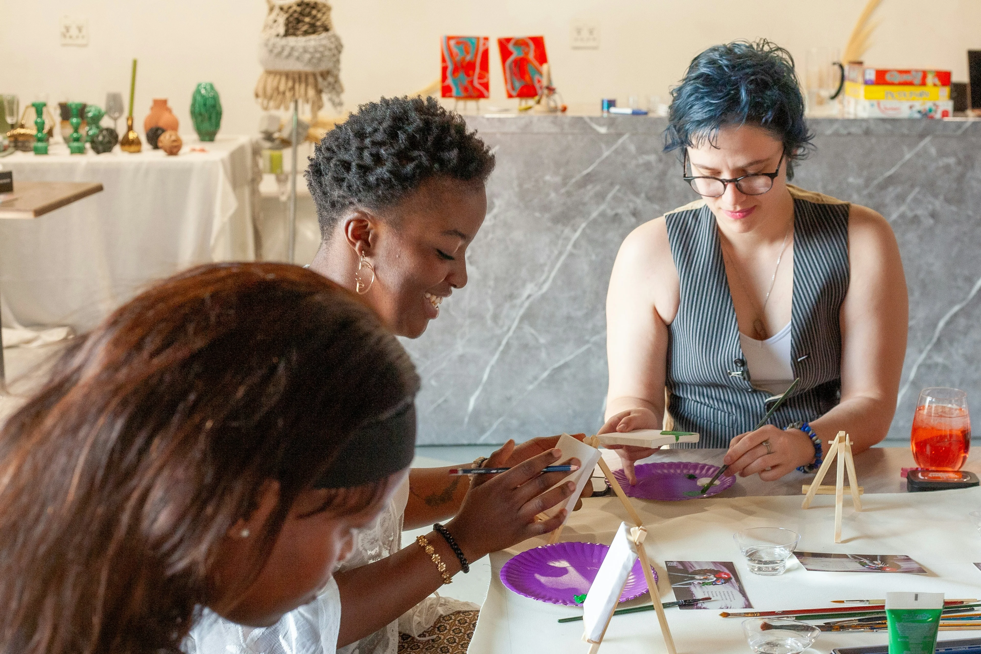 happy people doing crafts
