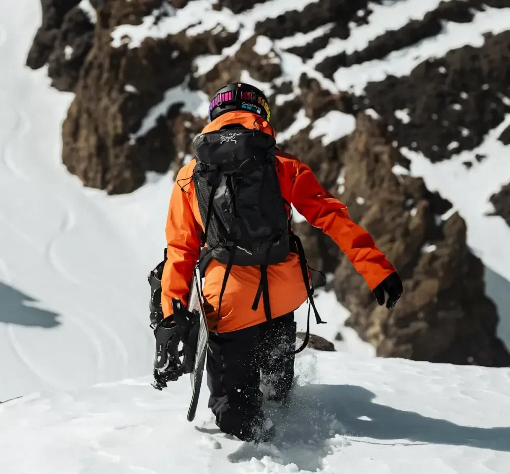 Extreme sports imagery featuring Avalanche Airbag